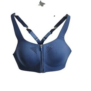 Peachy Athletic Size 10 Zip Up Sports Bra Gray Molded Cups Workout Gym Running